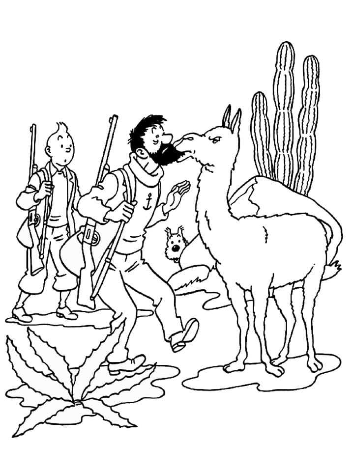 Tintin et Capitaine Haddock coloring page