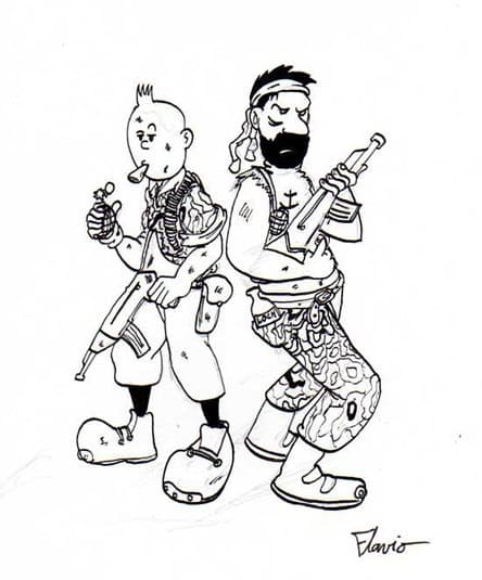 Tintin et Haddock coloring page