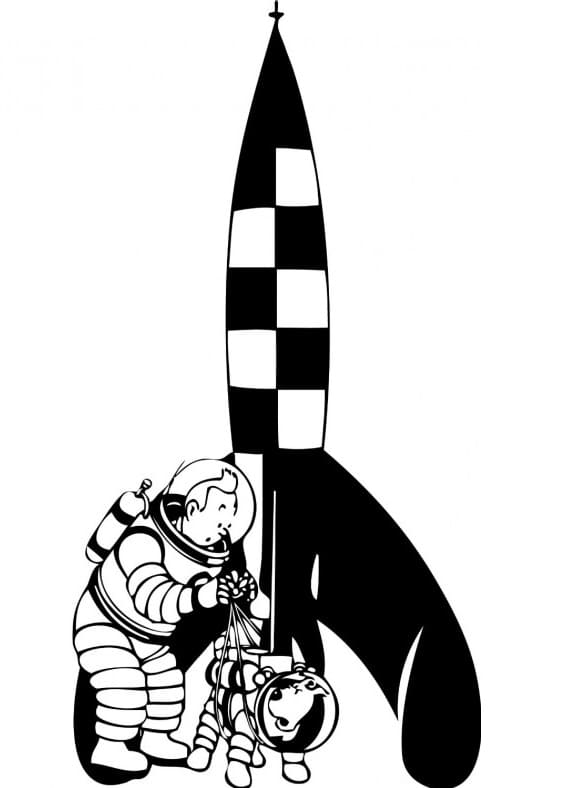 Tintin et La Mission de La Lune coloring page