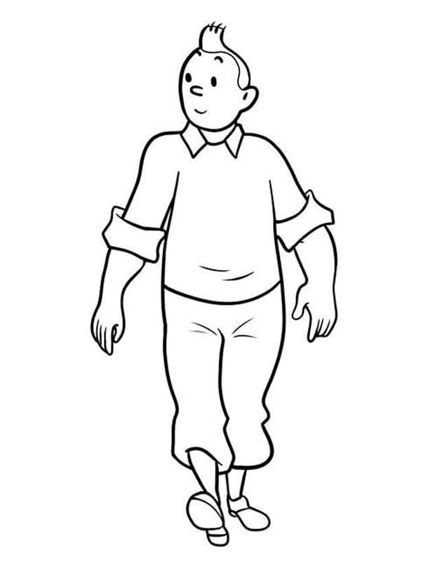 Coloriage Tintin Qui Marche