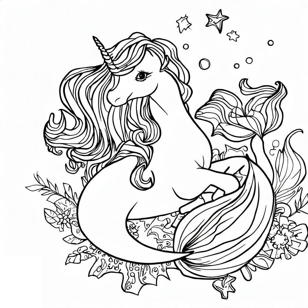 Très Belle Licorne Sirène coloring page