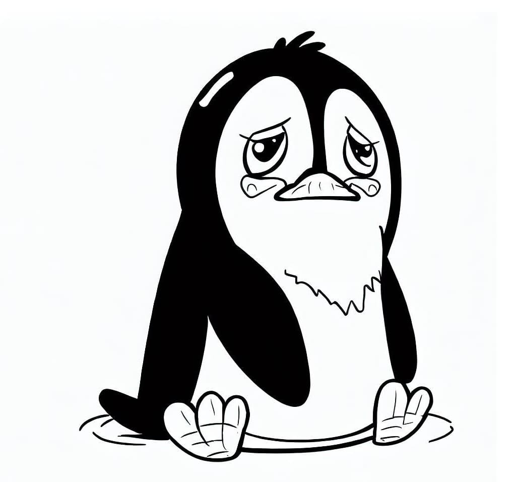 Coloriage Un Pingouin Triste