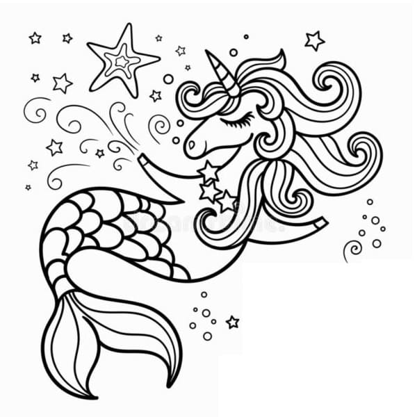 Une Belle Licorne Sirène coloring page