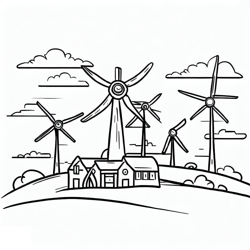 Une Centrale Éolienne coloring page