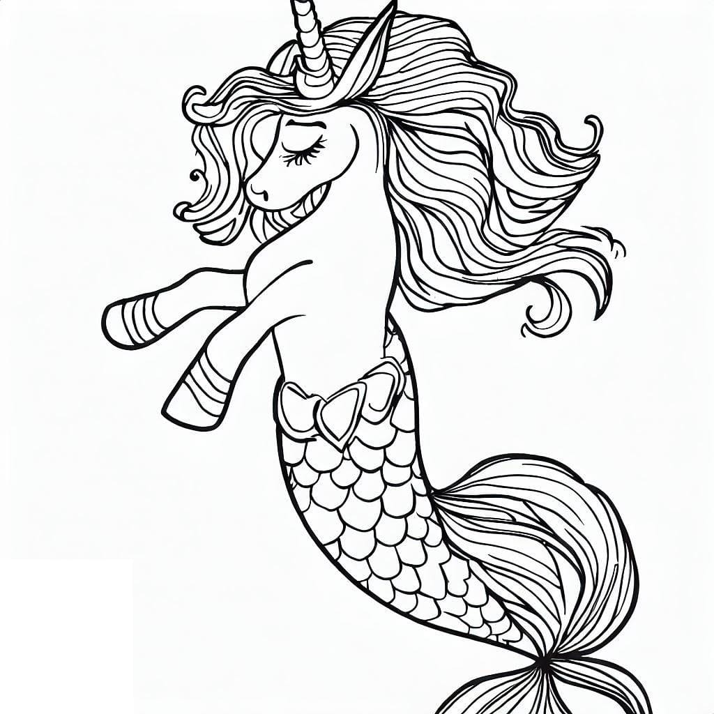 Une Jolie Licorne Sirène coloring page