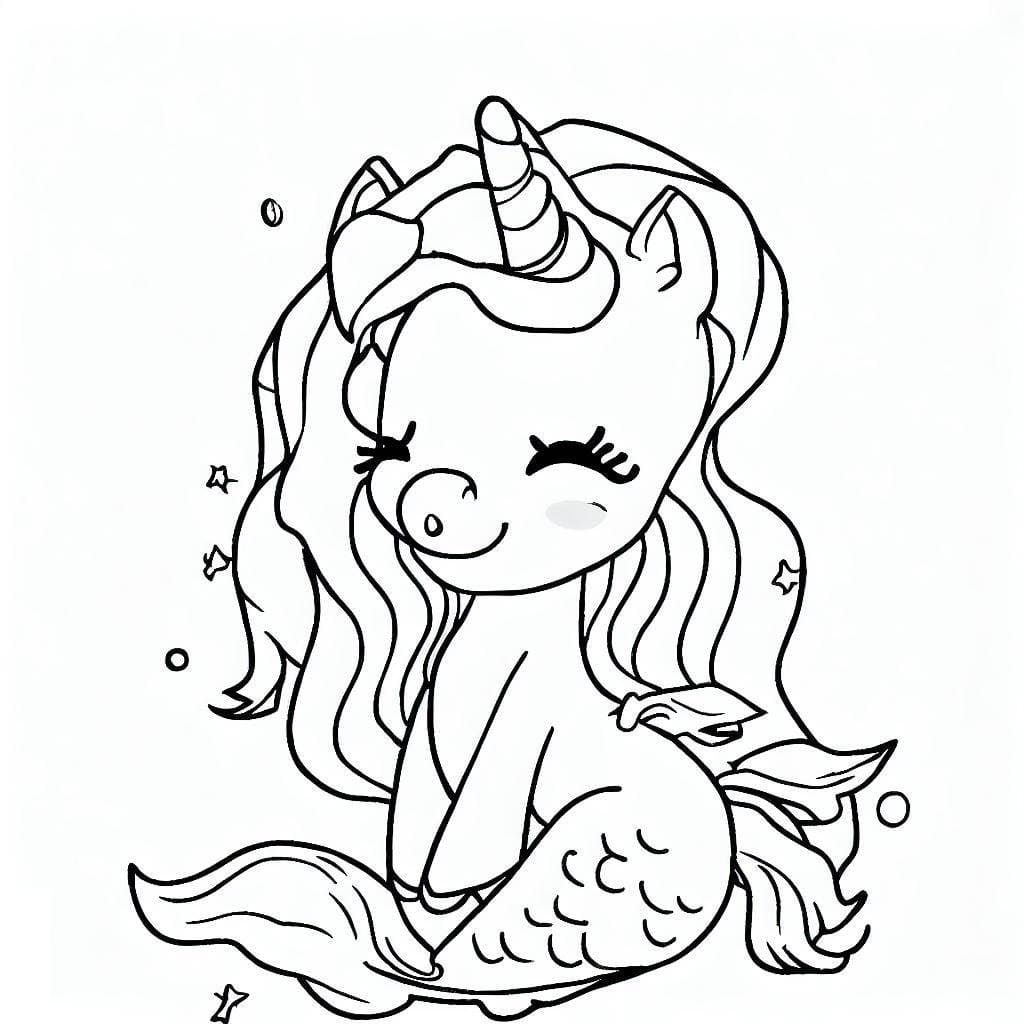 Une Licorne Sirène Mignonne coloring page