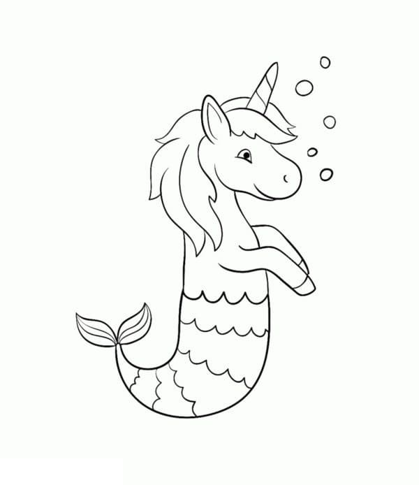 Une Licorne Sirène Souriante coloring page