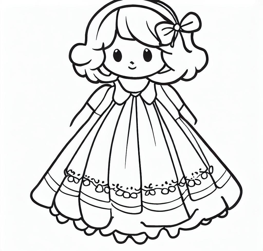Une Petite Fille en Robe coloring page