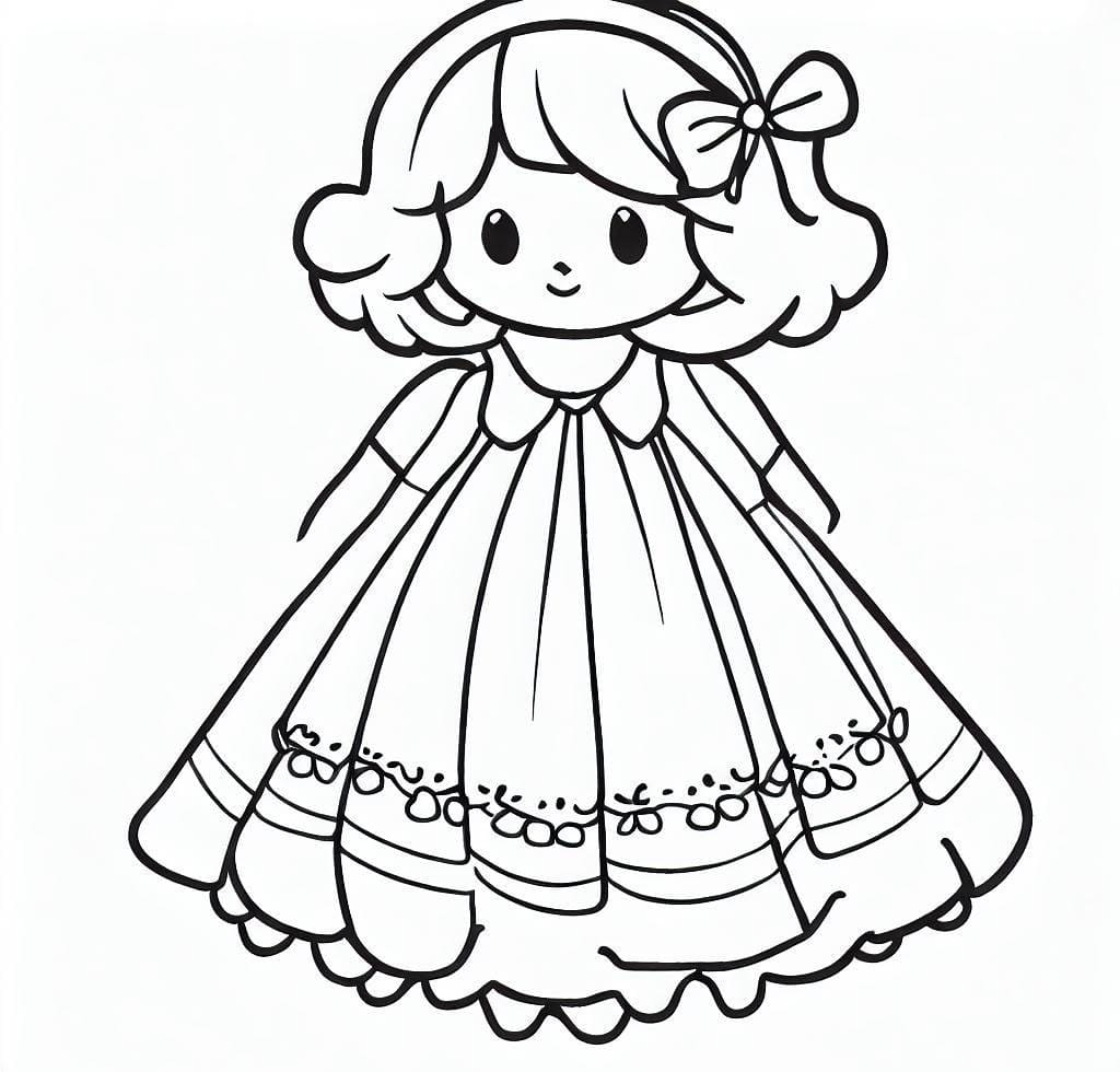 Coloriage Une Petite Fille en Robe