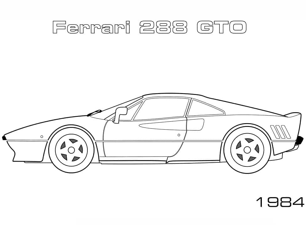 Coloriage Voiture Ferrari 288 GTO