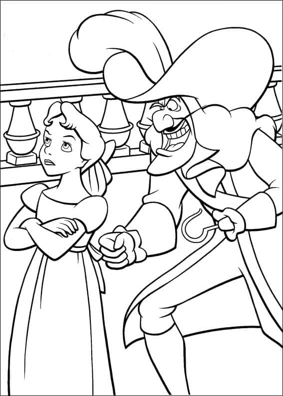 Wendy et Capitaine Crochet coloring page