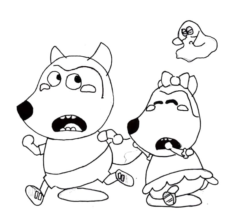 Wolfoo avec Lucy et Fantôme coloring page