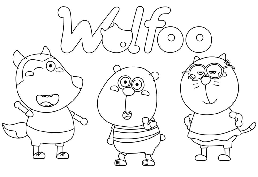 Coloriage Wolfoo avec Ses Amis