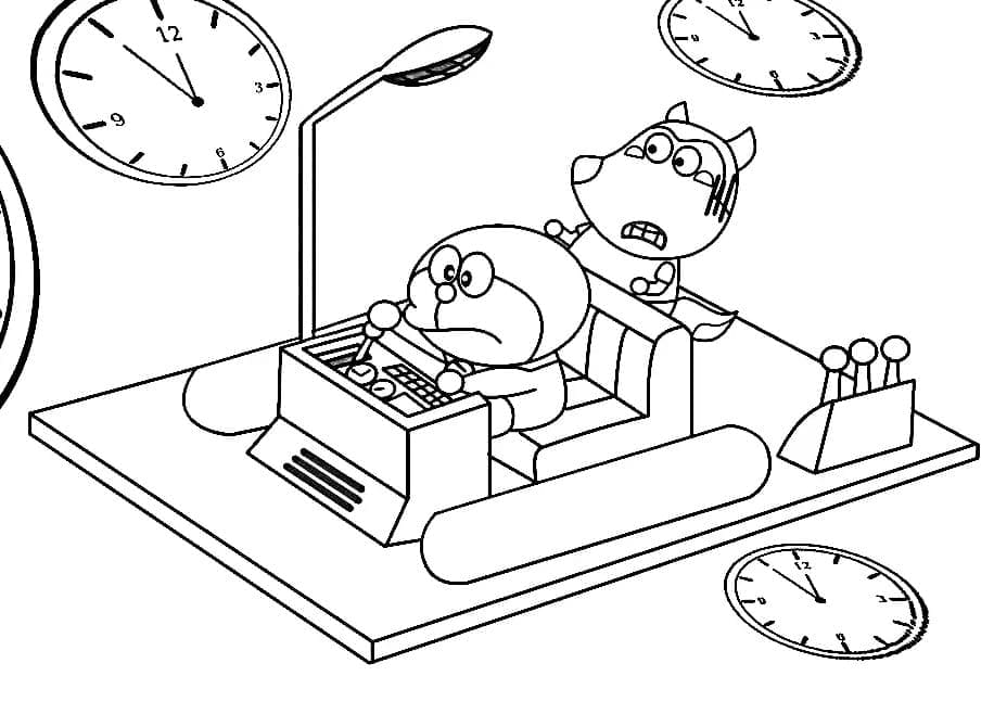 Wolfoo et Doraemon coloring page