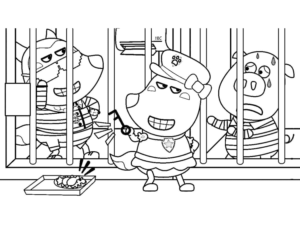 Wolfoo et la Police coloring page