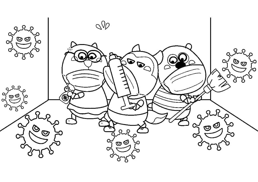 Wolfoo et les Virus coloring page