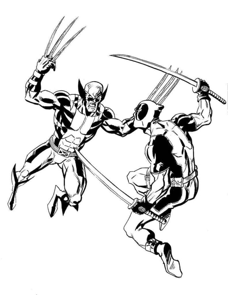 Wolverine et Deadpool coloring page