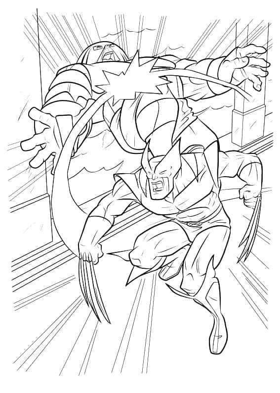 Wolverine vs Juggernaut coloring page