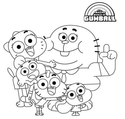 Coloriage Famille de Gumball