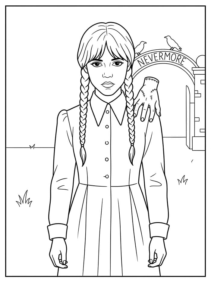 Coloriage Dessin de Mercredi Addams Gratuit