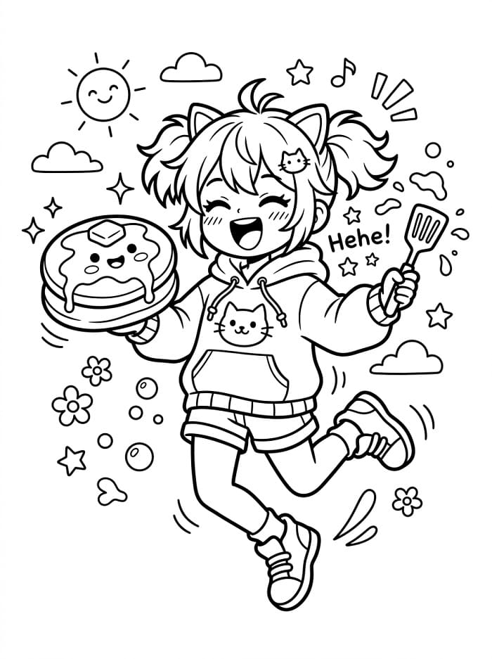 Fille Manga Drôle coloring page