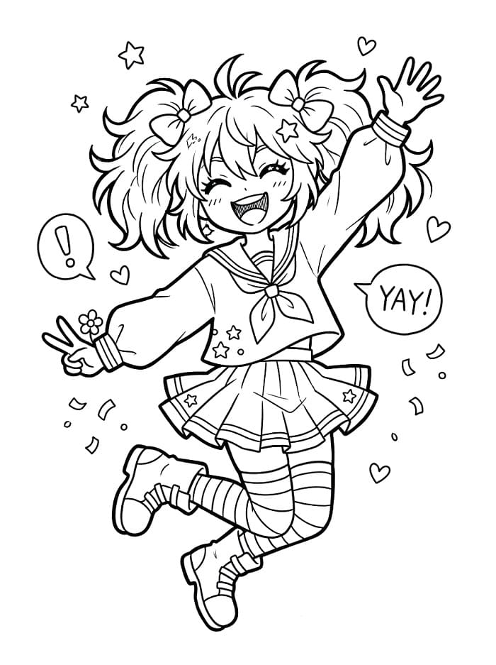 Fille Manga très Drôle coloring page