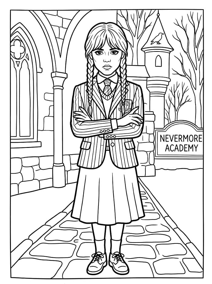 Coloriage Mercredi Addams 3