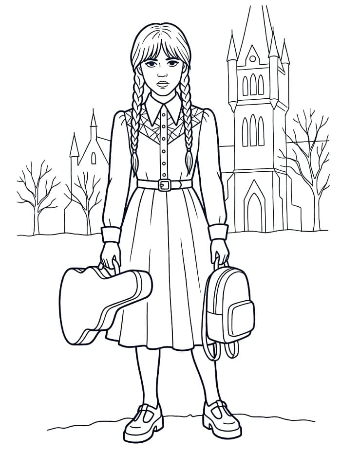 Coloriage Mercredi Addams 5