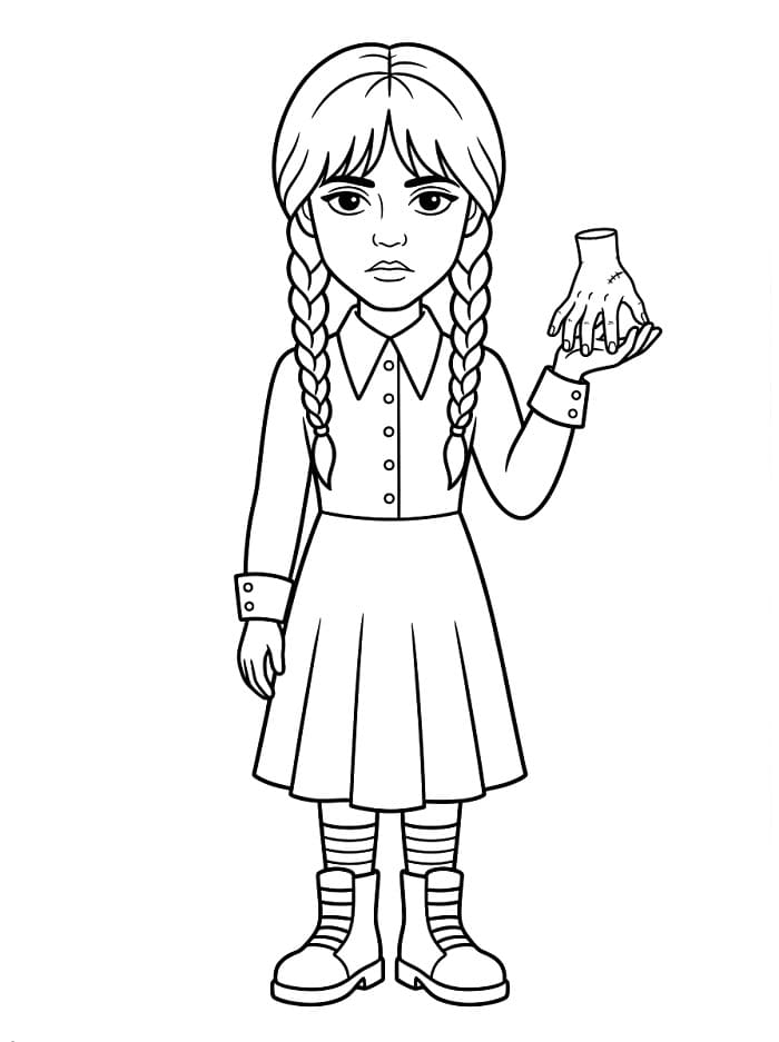 Coloriage Mercredi Addams Gratuit Pour les Enfants