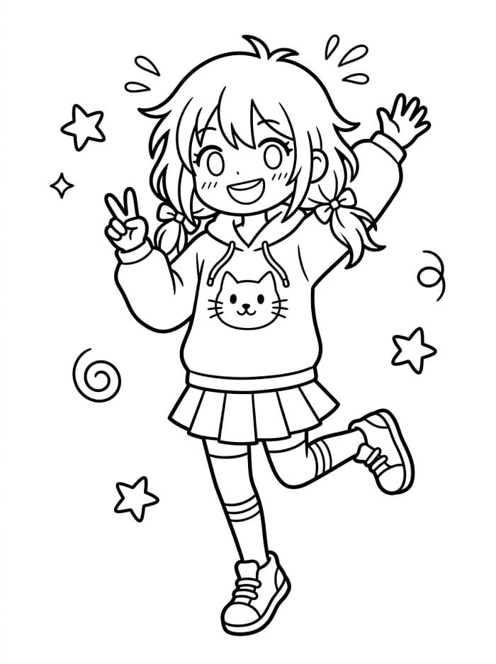 Une Fille Manga Drôle coloring page