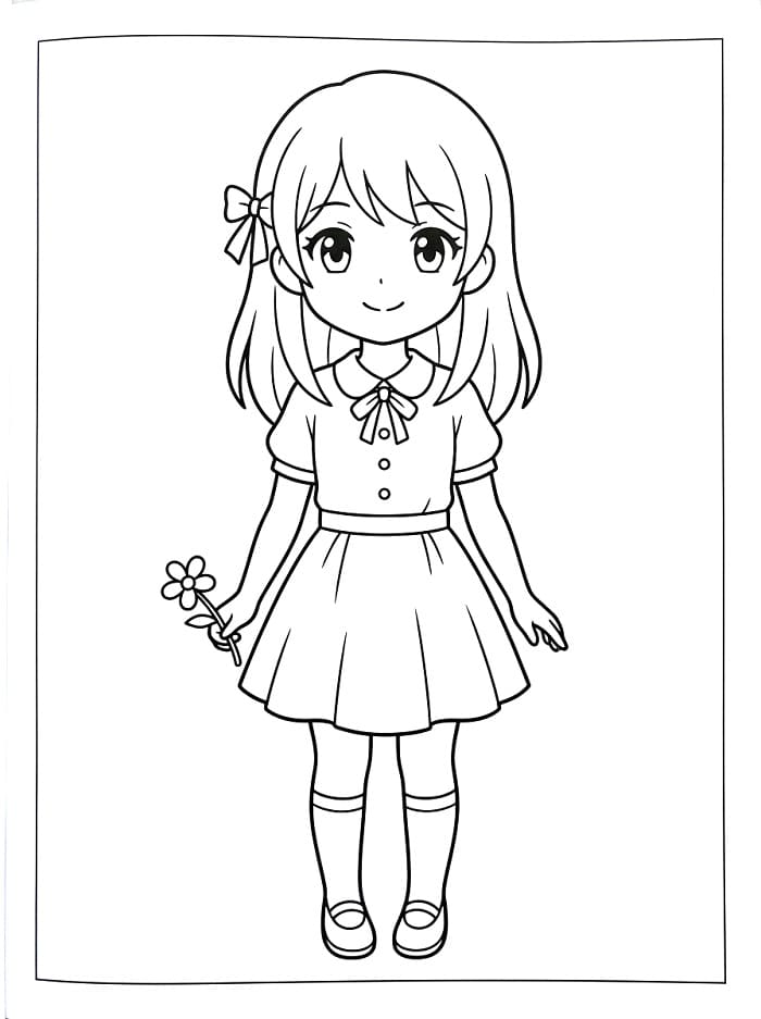Une Fille Manga Très Mignonne coloring page