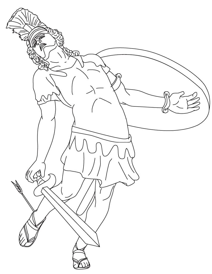 Coloriage Achille, Héros Légendaire de la Guerre de Troie