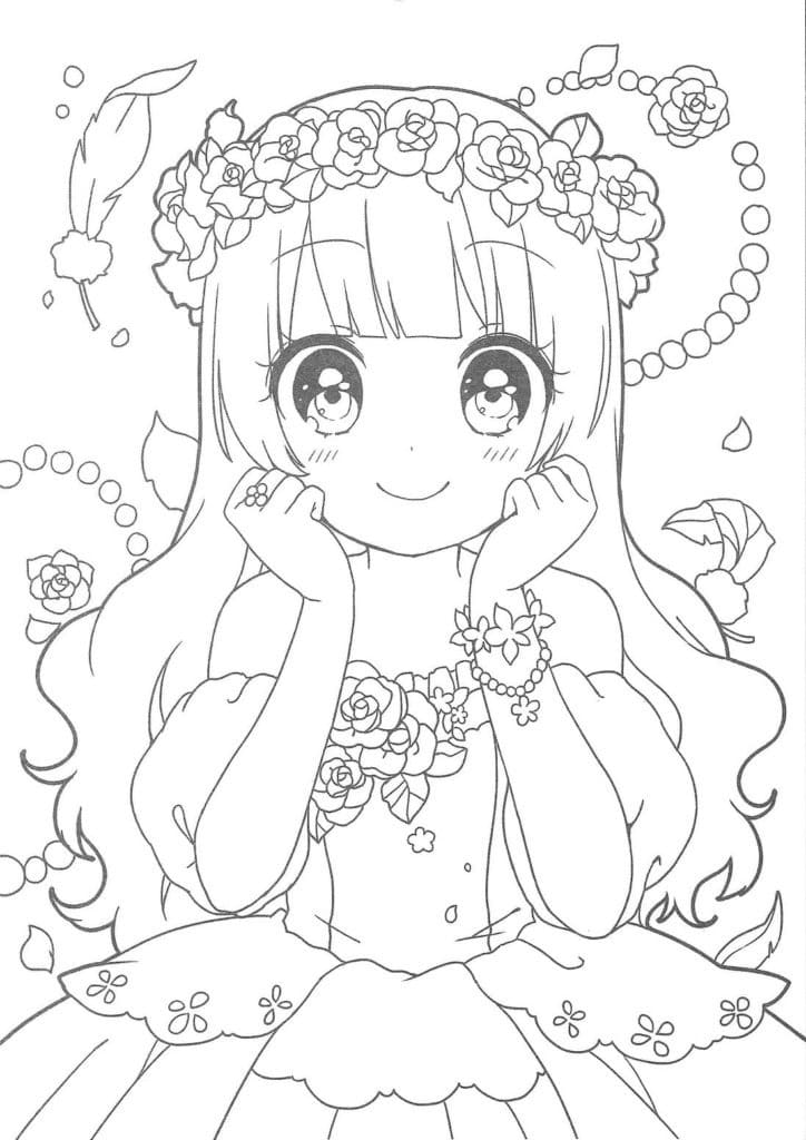 Adorable Fille Manga coloring page