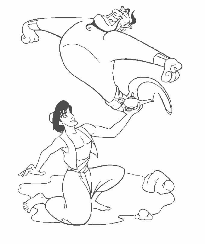 Aladdin et Génie coloring page