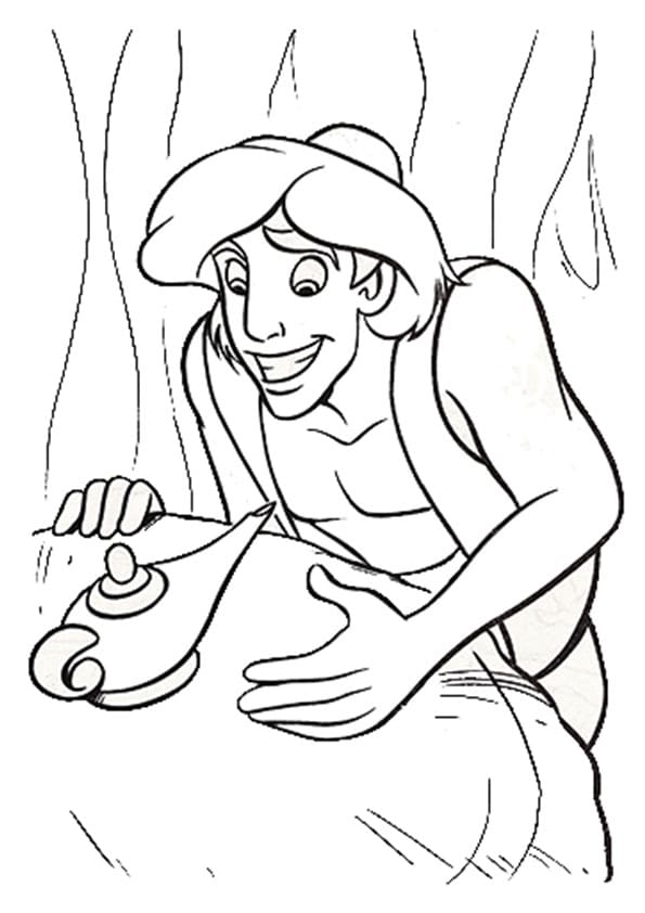 Aladdin et Lampe de Génie coloring page