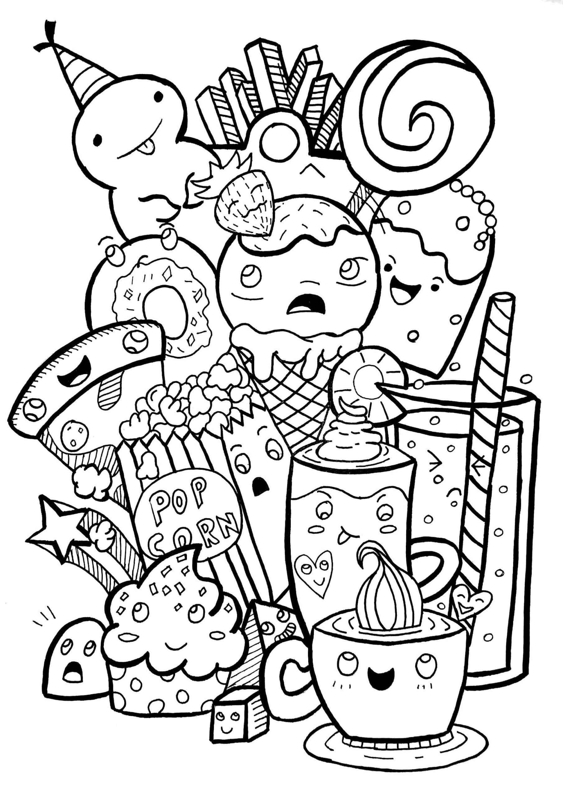 Aliments Kawaii Doodle Art coloring page