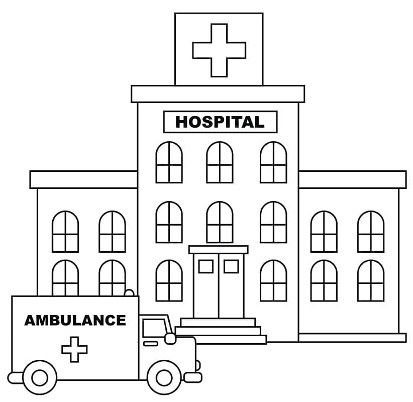 Ambulance et Hôpital coloring page