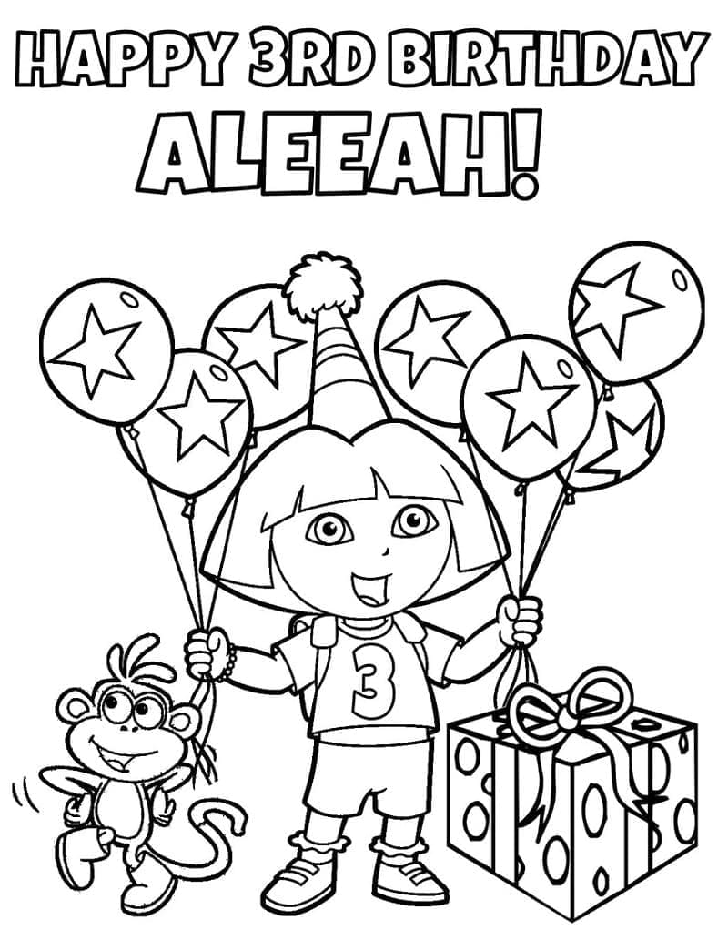 Anniversaire de Dora coloring page
