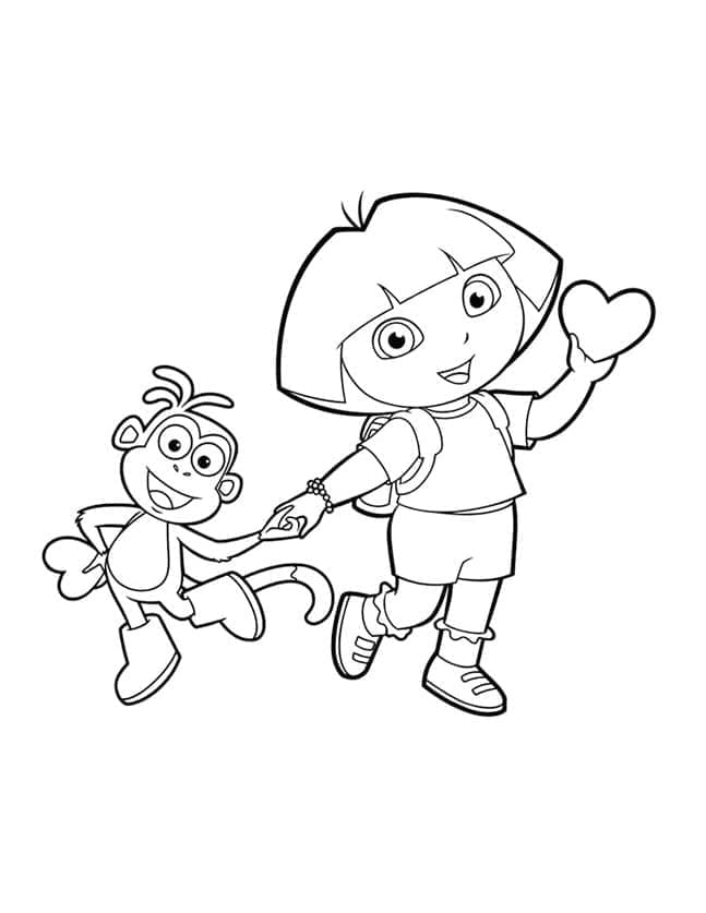 Babouche avec Dora coloring page
