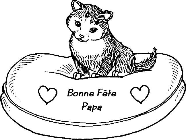 Bonne Fête Papa avec Chaton coloring page