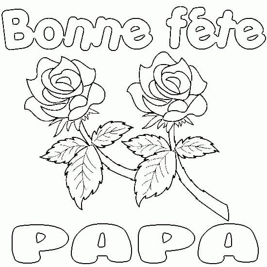 Coloriage Bonne Fête Papa avec Roses