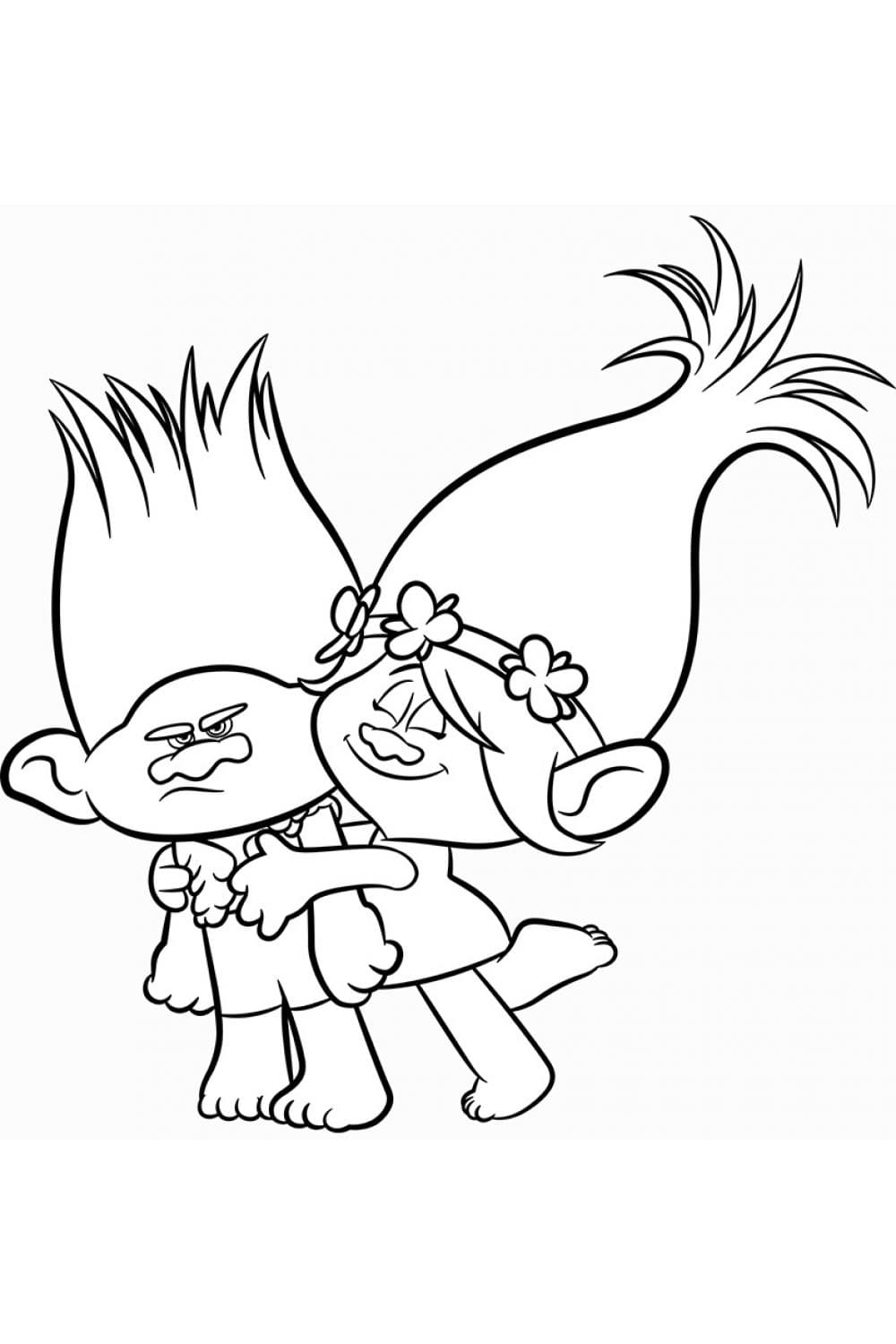 Branche et Princesse Poppy coloring page