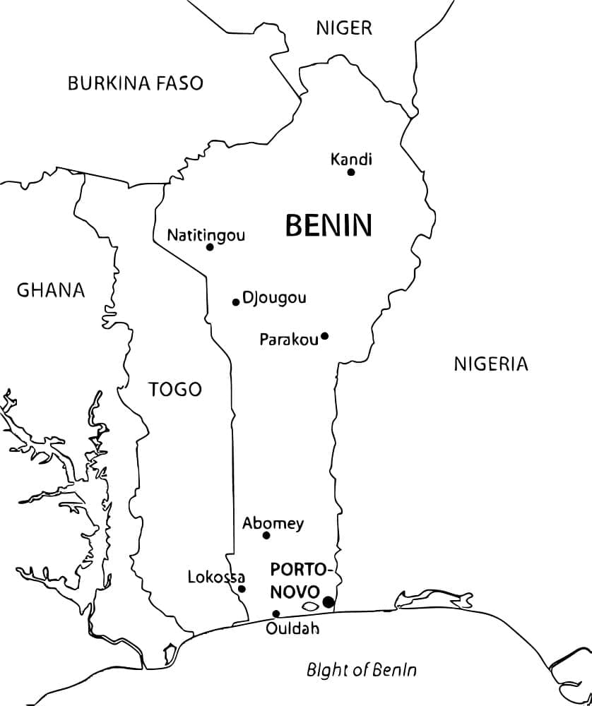 Carte Bénin coloring page
