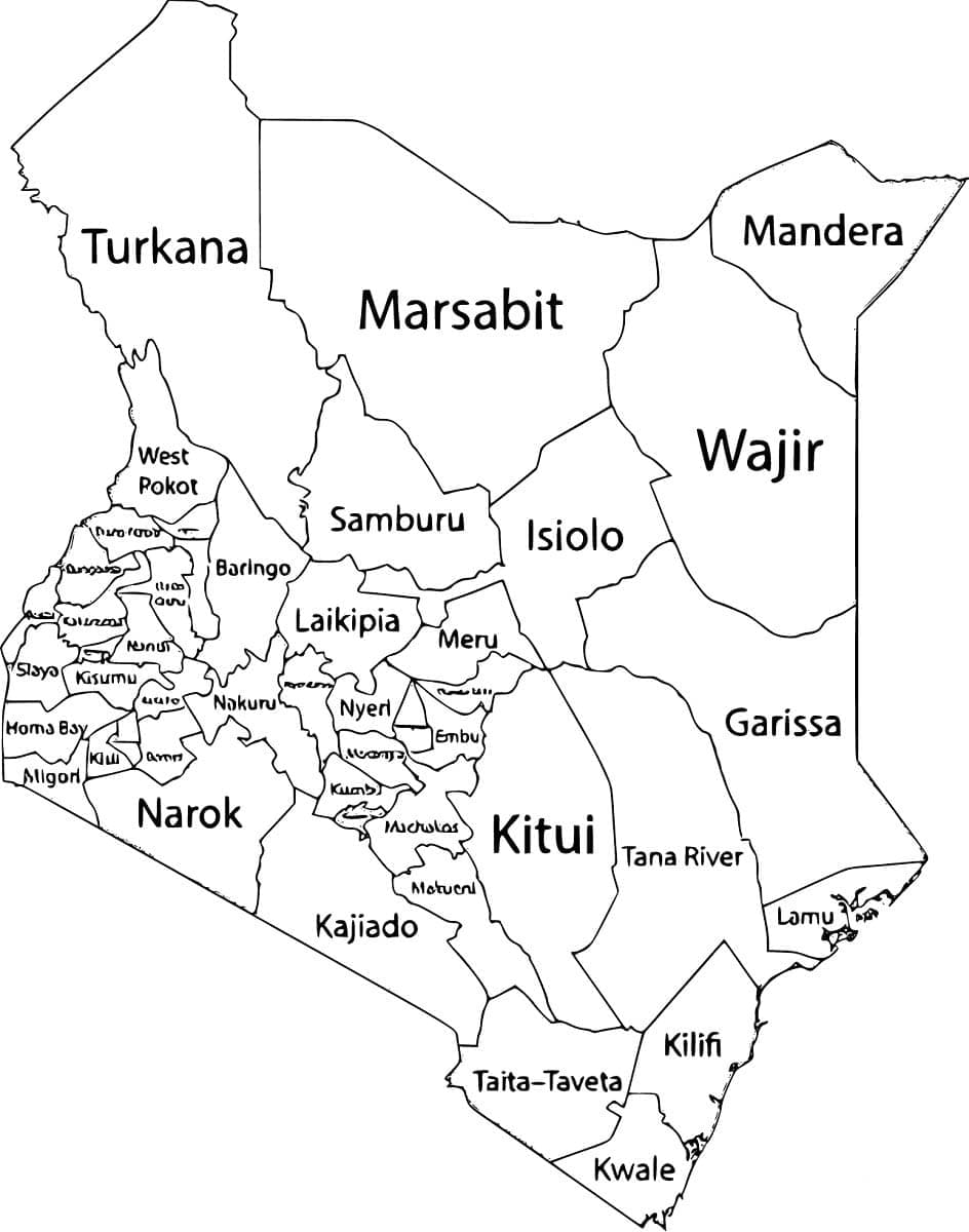 Coloriage Carte du Kenya
