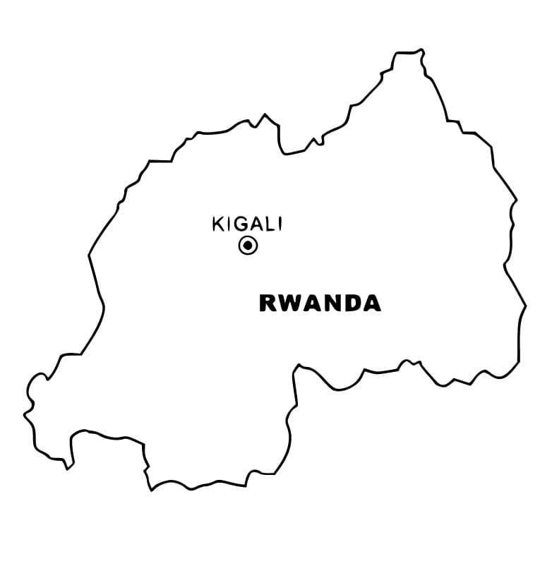 Coloriage Carte du Rwanda