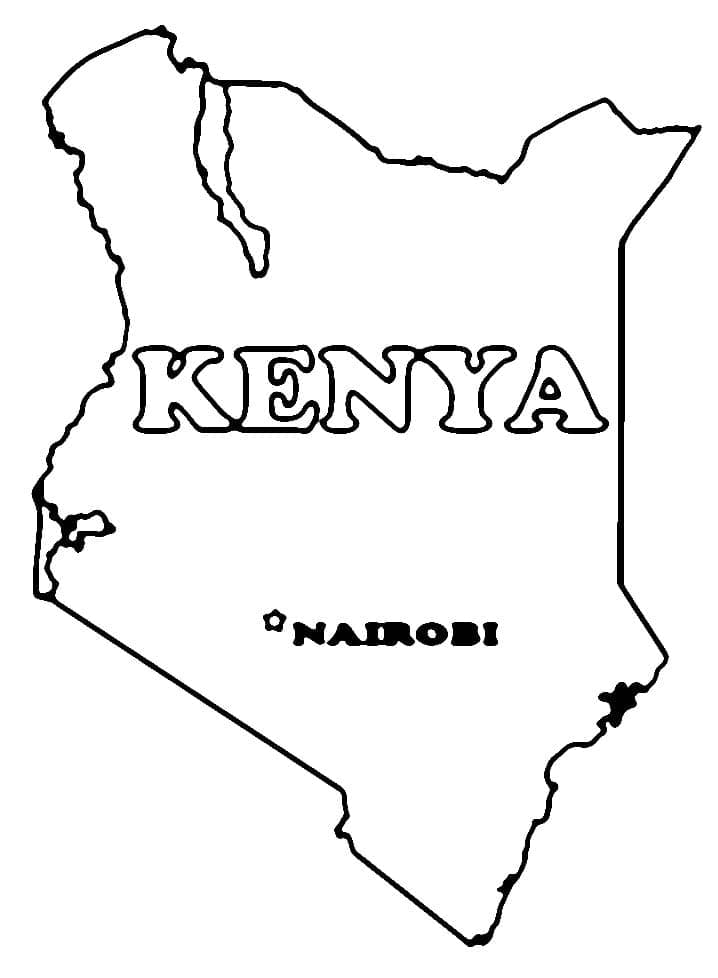 Carte Kenya coloring page
