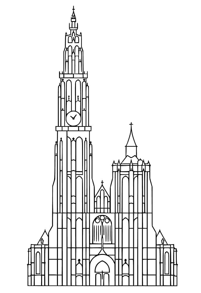 Coloriage Cathédrale Notre-Dame d'Anvers