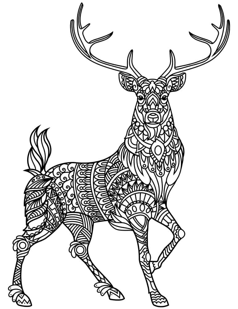 Cerf Zentangle coloring page