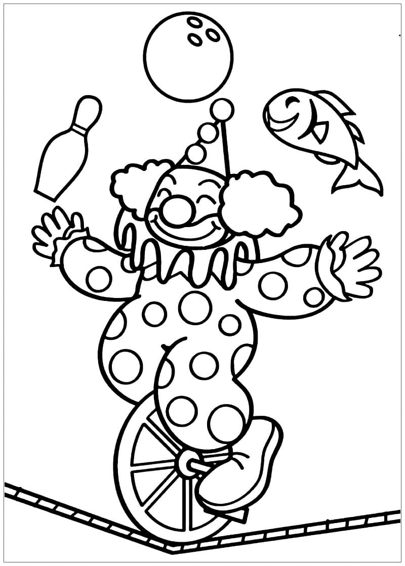Clown Drôle de Cirque coloring page