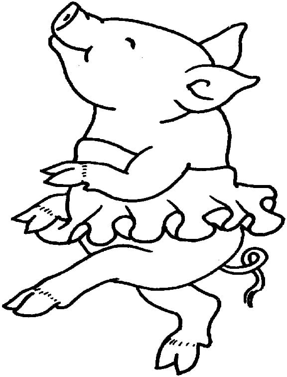 Coloriage Cochon Ballerine